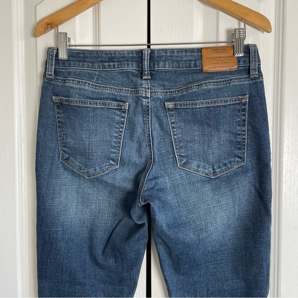 Lucky Brand Straight Skinny Jeans Women’s 6 | 28 Blue Med Wash Whiskering Casual - Picture 6 of 13
